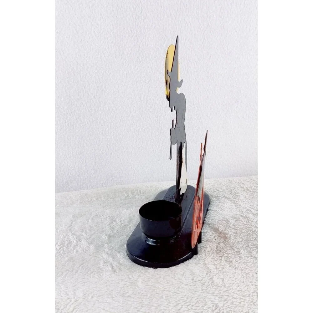 Halloween Vintage Tealight Metal Witch Cat Pumpkin Moon Classic Style Colors 90s
